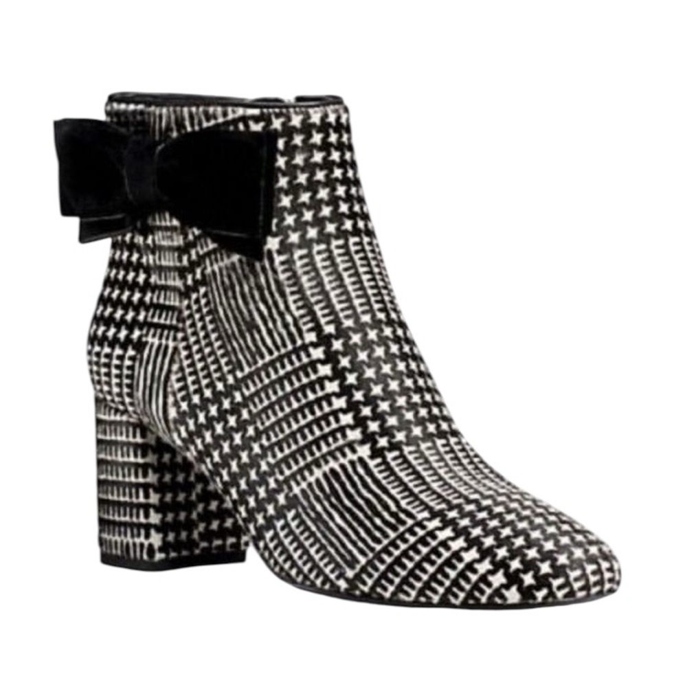 Kate Spade Women’s Holly Houndstooth Bow Ankle Boots New Size 7 in box